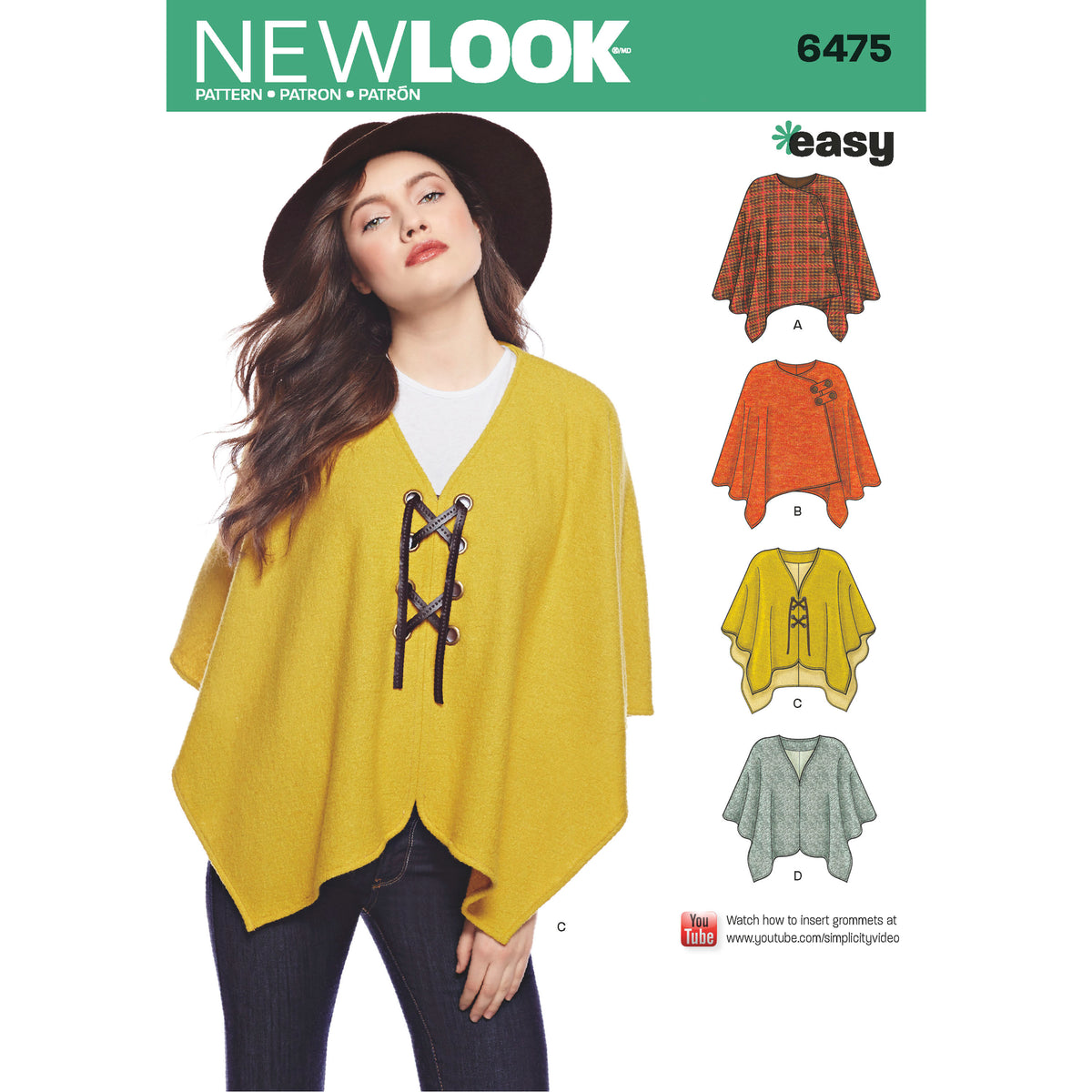 6475 New Look Pattern 6475 Misses&#39; Easy Poncho and Cape