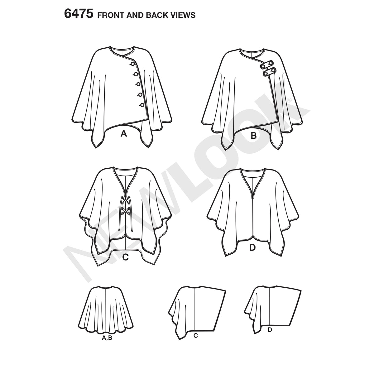 6475 New Look Pattern 6475 Misses' Easy Poncho and Cape