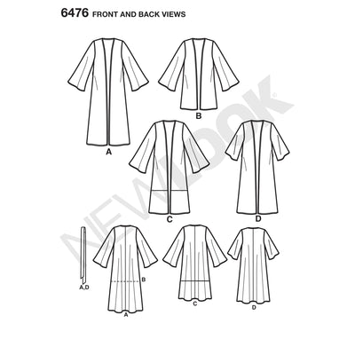 6476 New Look Pattern 6476 Misses' Easy Kimono with Length and Sleeve Variation