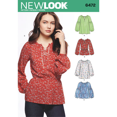 6472 New Look Pattern 6472 Misses' Boho Blouses