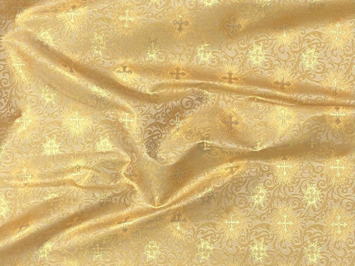 Spiritual Brocade Fabric - Small Cross - Cheap Fabrics
