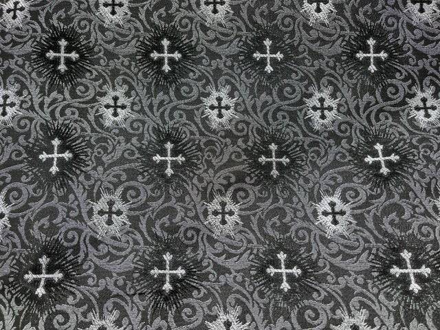 Spiritual Brocade Fabric - Small Cross - Cheap Fabrics