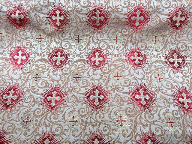 Spiritual Brocade Fabric - Small Cross