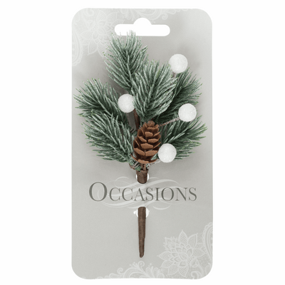 Spray Frosted Christmas Pine And White Berries - 1 Piece