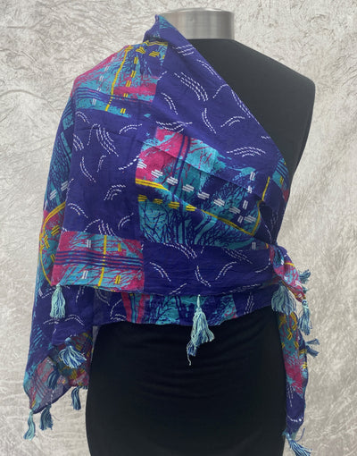 Blues Patch -  Ethnic Square Scarf
