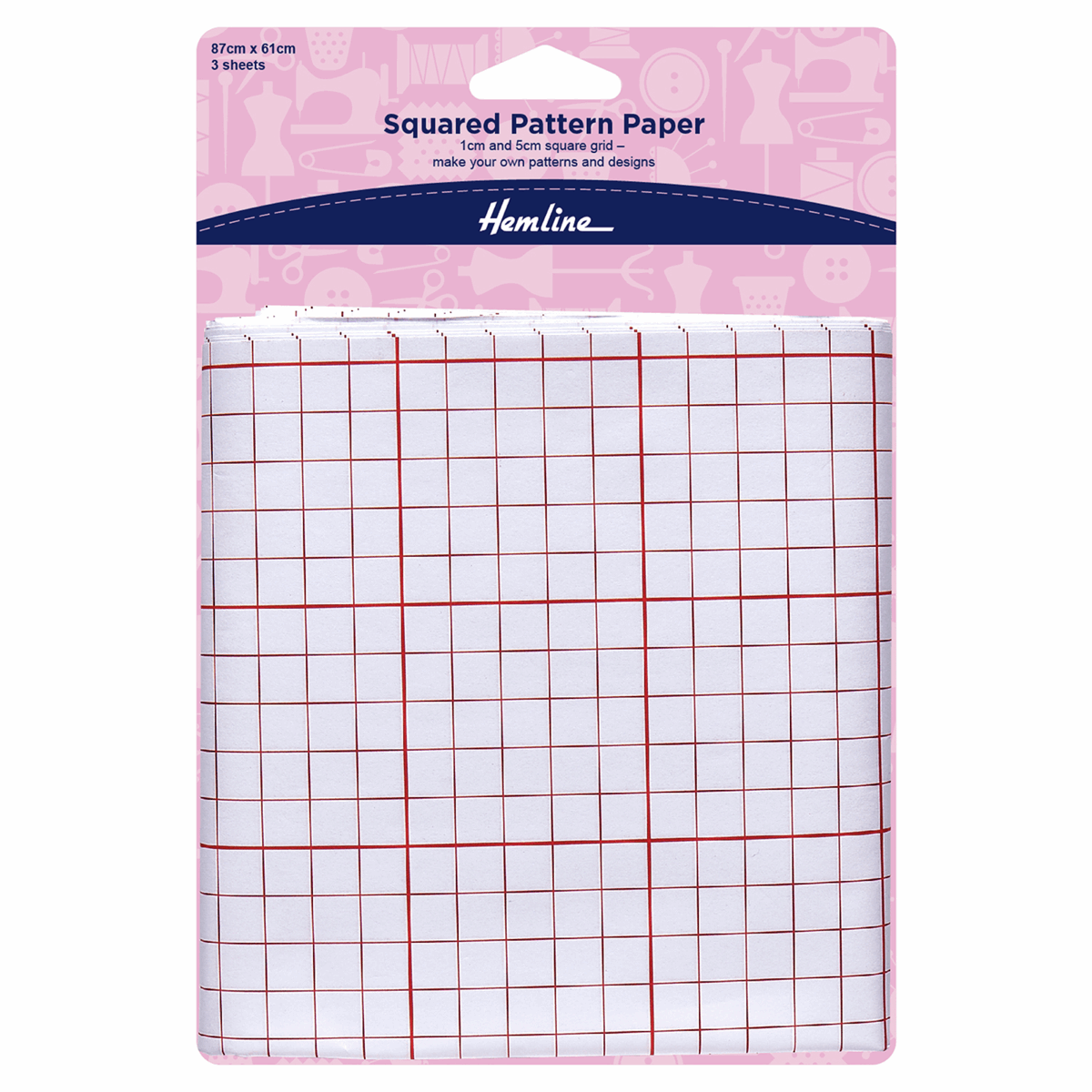 Dressmaking Squared Pattern Paper - 3 Sheets 87cm x 61cm