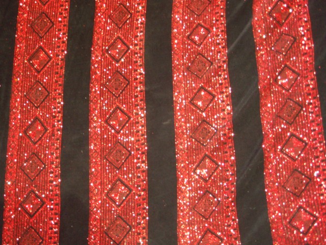 Black/Red Striped - Glitter Jersey