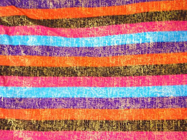 Multi-Striped - Printed Foil Jersey - Cheap Fabrics