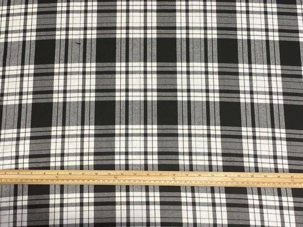 Poly Viscose Tartan - Black/White