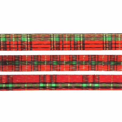 Christmas Tartan Ribbon Bundle - 3m x 15mm (3 Pack)