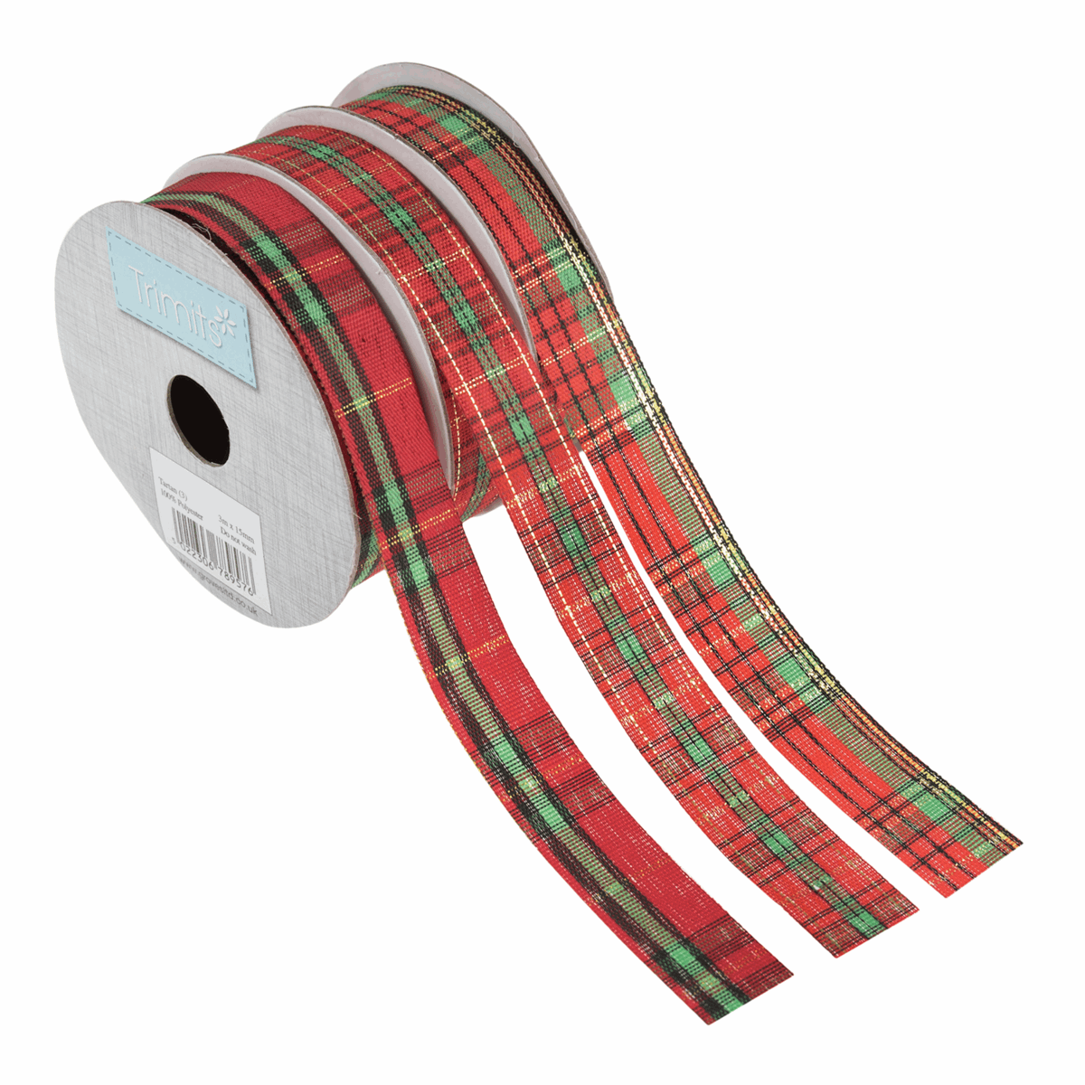 Christmas Tartan Ribbon Bundle - 3m x 15mm (3 Pack)