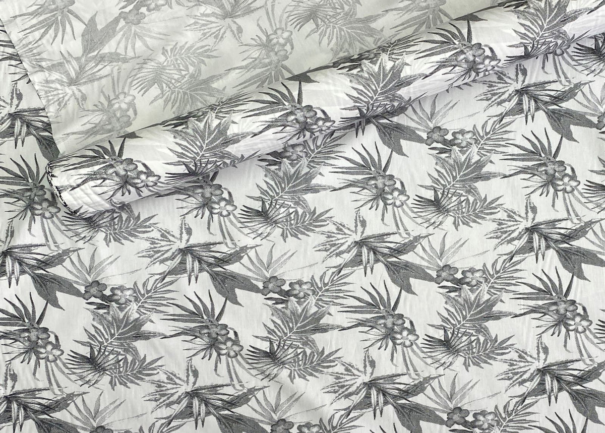 Tropical Sketch - Monochrome Cotton Poplin