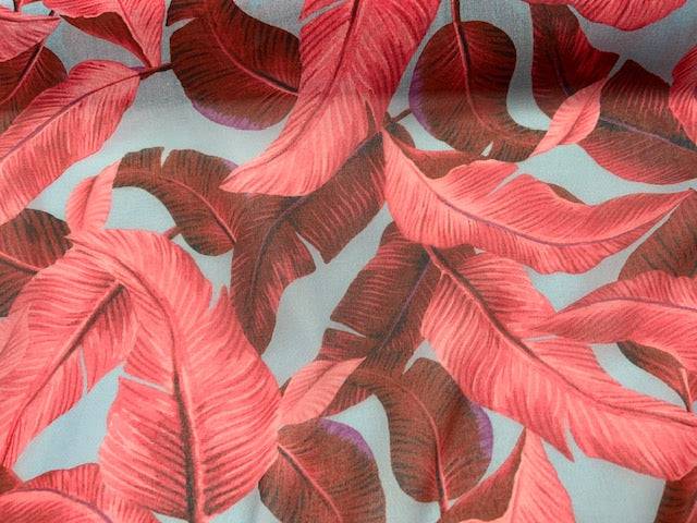 Tropical Leaf Printed Voile - Cheap Fabrics