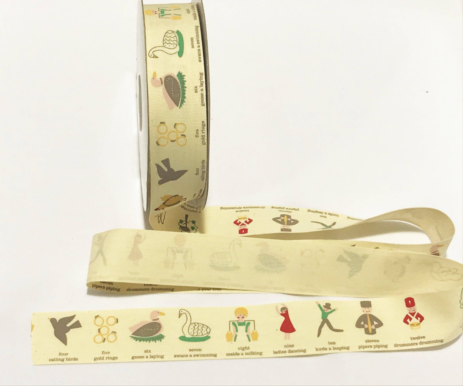 Twelve Days of Christmas Ribbon - 100% Cotton 32mm