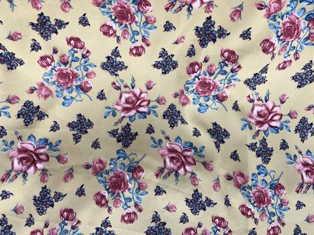 Vintage Floral - Clearance Printed Crepe - Cheap Fabrics
