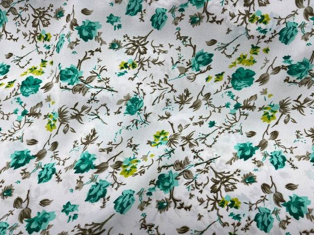White Background Floral - Clearance Printed Crepe - Cheap Fabrics