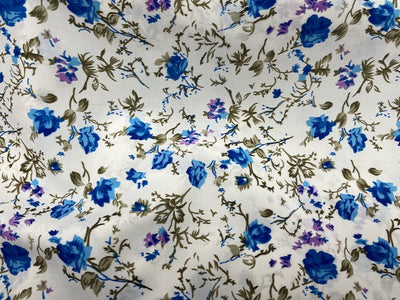 White Background Floral - Clearance Printed Crepe