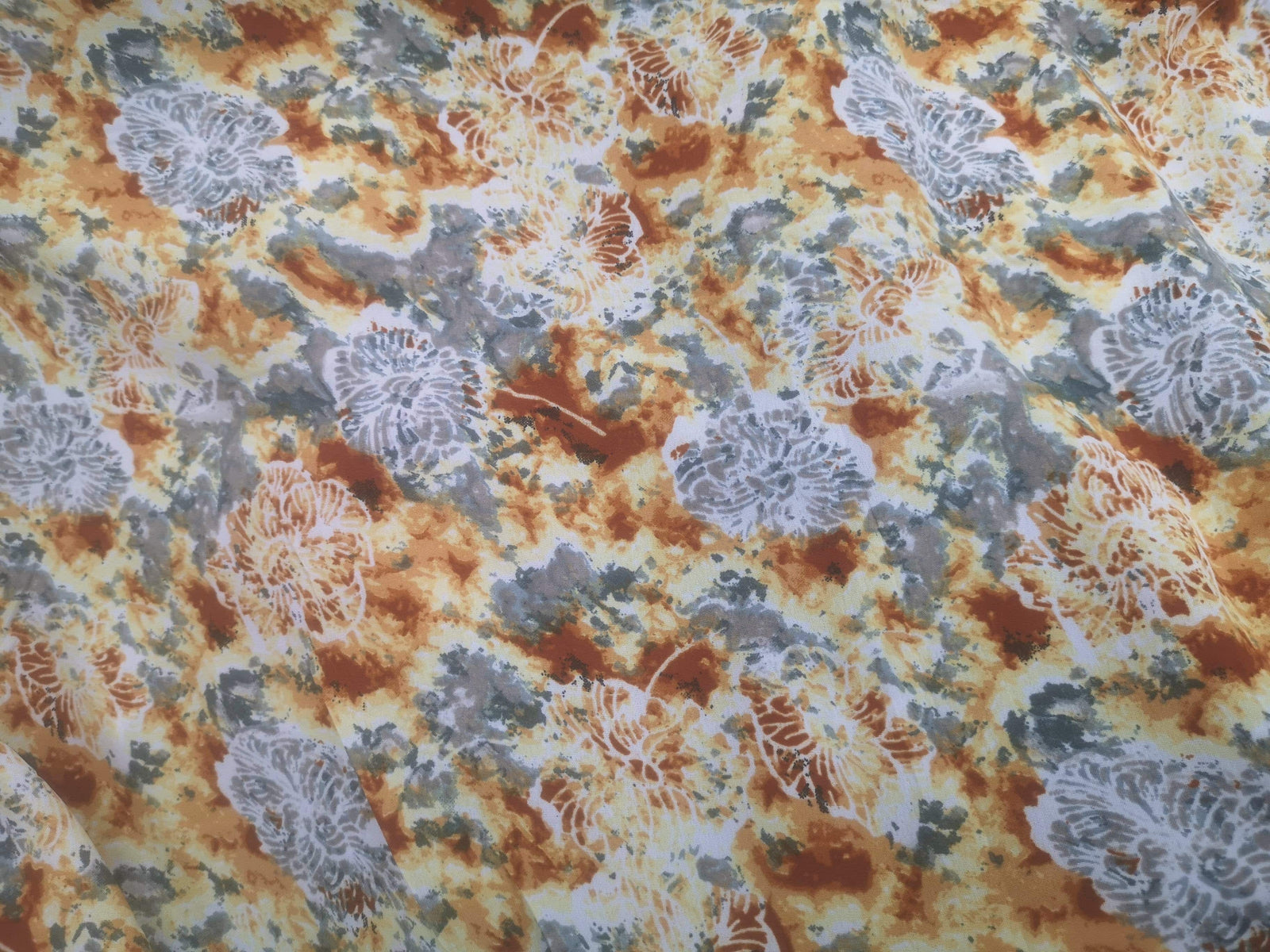 White Floral  - Clearance Printed Crepe - Cheap Fabrics