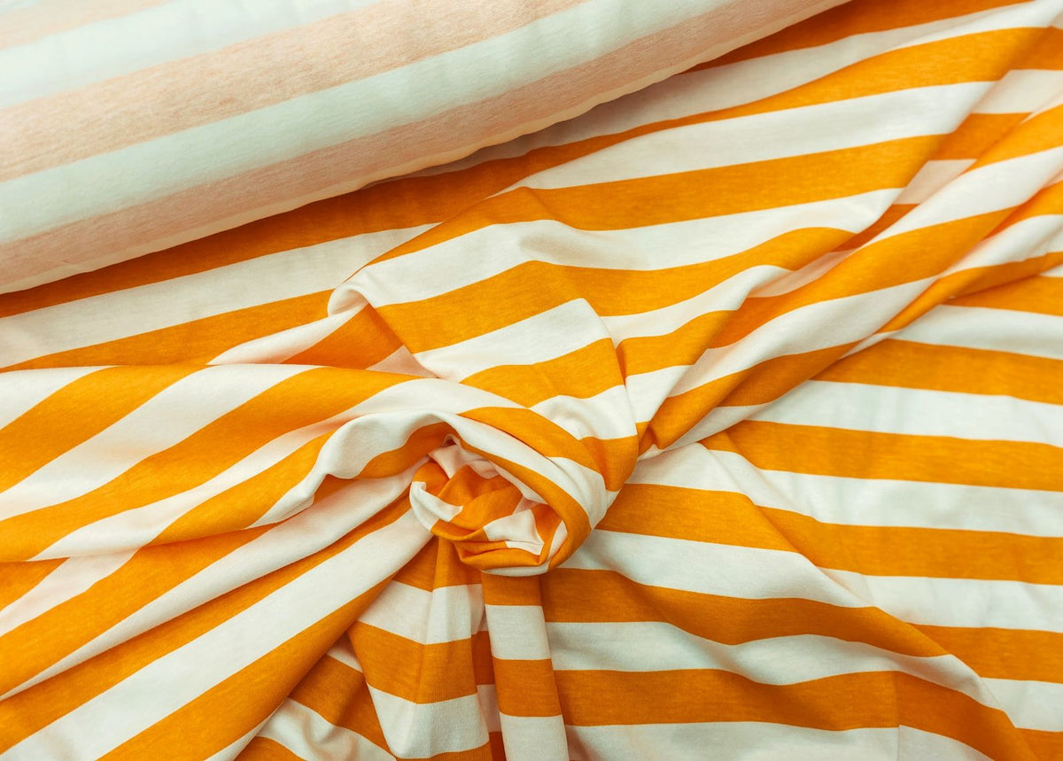 Wide Striped Orange Cotton Jersey