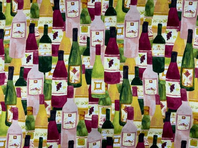 Wine Bottles - Korean Patchwork Cotton - Cheap Fabrics