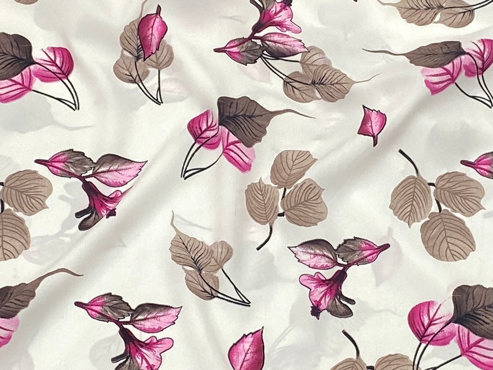 Winter Leaves - Clearance Printed Crepe