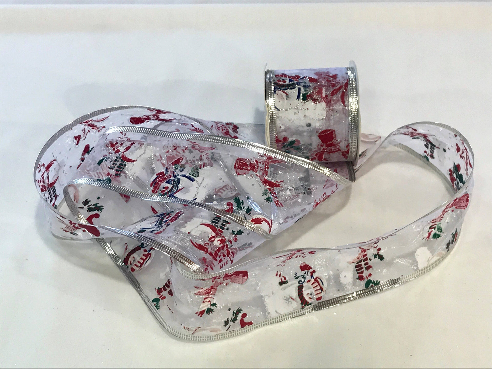 Christmas Wired Edge Ribbon - Frosty