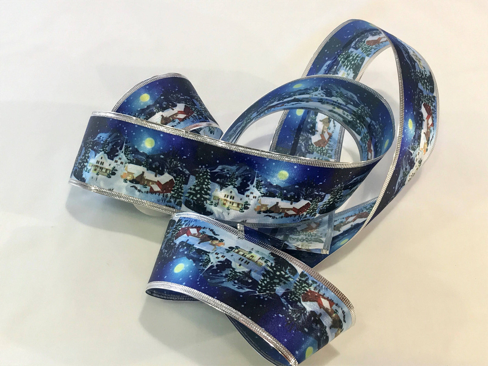 Christmas Wired Edge Ribbon - Midnight