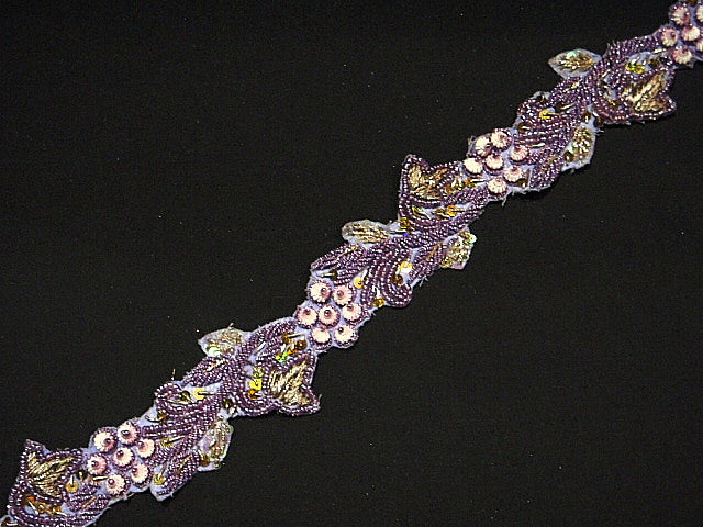Lilac Beaded & Sequinned Trim