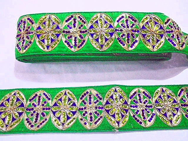Green Oval Sequinned Trim