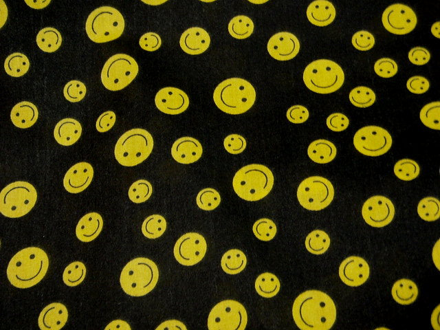 Yellow Smiley Faces - Novelty Poly/Cotton Print